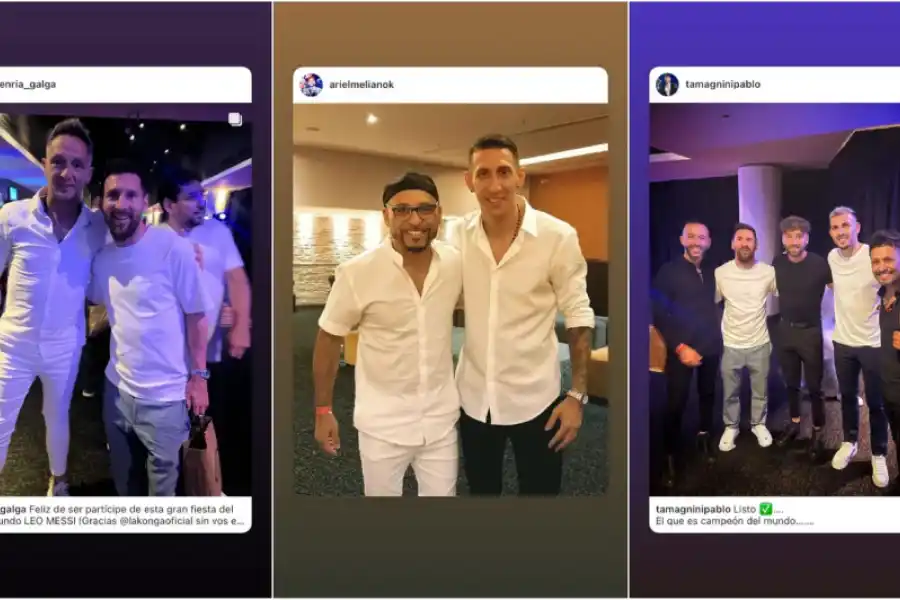 Los integrantes de La Konga se sacaron fotos con los Campeones del mundo.