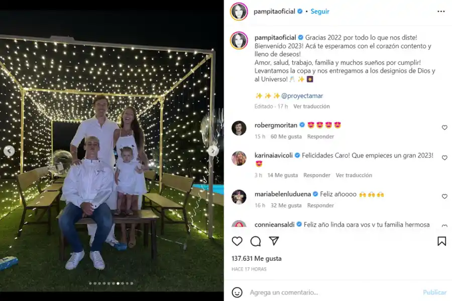 Foto tomada de Instagram: pampitaoficial