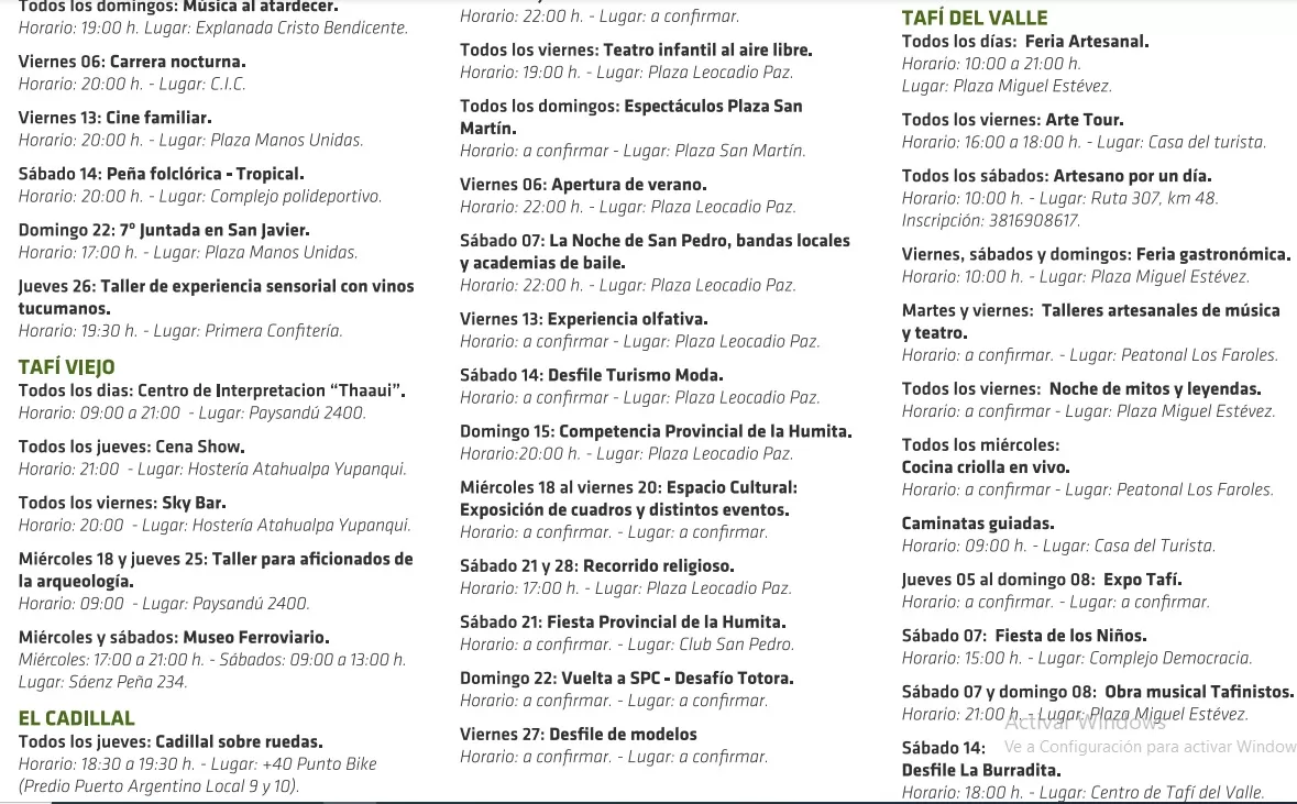 Las actividades previstas para todo enero: ¿qué se puede hacer en Tucumán?