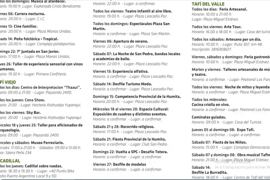 Las actividades previstas para todo enero: ¿qué se puede hacer en Tucumán?