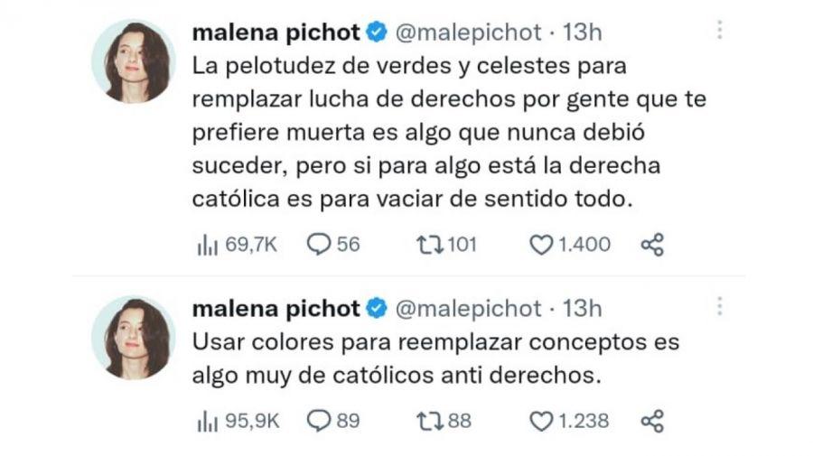 La publicación de Malena Pichot en Twitter.