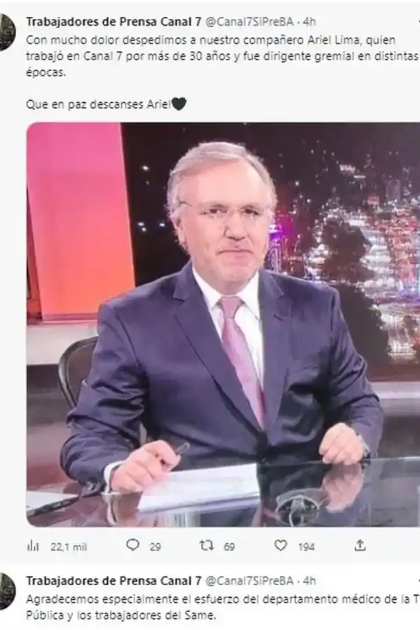 Conmoción en la TV Pública: el periodista Ariel Lima Feijoo murió sorpresivamente en la redacción del canal