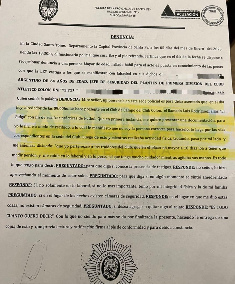 Escándalo en Colón: Pulguita Rodríguez fue acusado de amenazar al jefe de seguridad