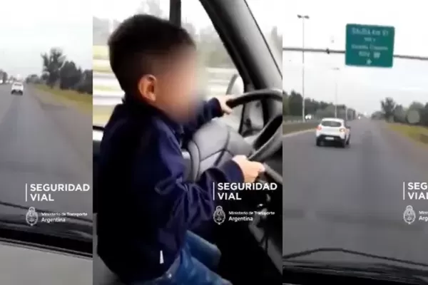 Video: obligó a su hijo de siete años a manejar en la autopista y lo filmó