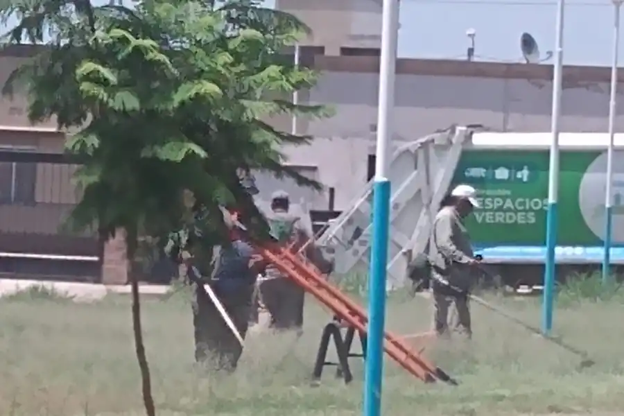 ¿Un camión de Espacios Verdes de la Municipalidad de Capital en Villa Carmela?