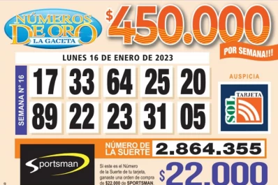 Los Números de Oro de LA GACETA del 16 de enero de 2023