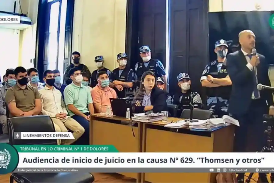 Los ocho imputados por el crimen de Fernando Báez Sosa durante las audiencias.