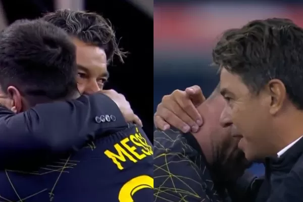El emocionante abrazo de Lionel Messi y Marcelo Gallardo en pleno campo de juego