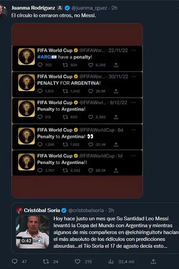 El periodista español que quería que Argentina pierda volvió a aparecer y apuntó contra Messi