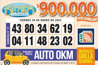 Los Números de Oro de LA GACETA del 20 de enero de 2023