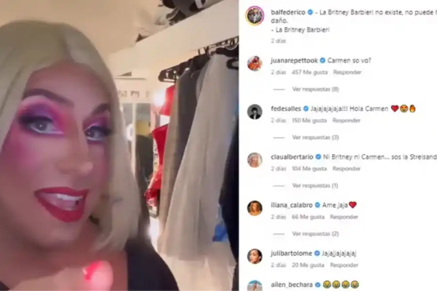 Fede Bal se vistió como Carmen Barbieri y el parecido sorprendió a sus seguidores