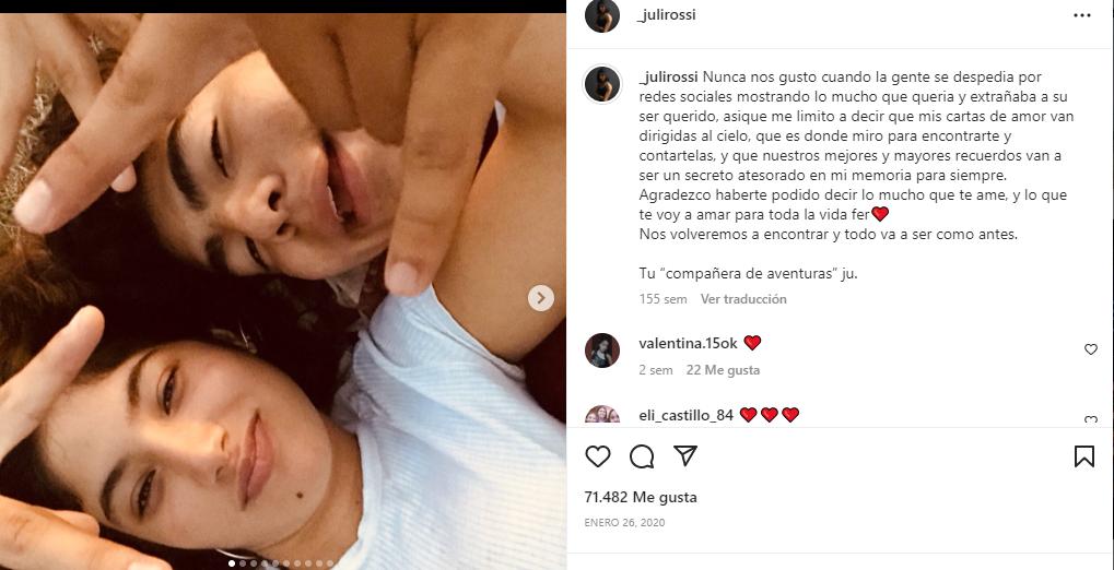 El mensaje de despedida de Julieta Rossi a Fernando Báez Sosa