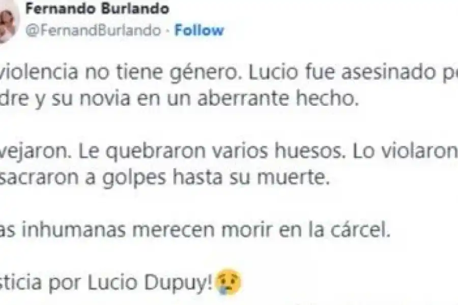 El tuit de Burlando.