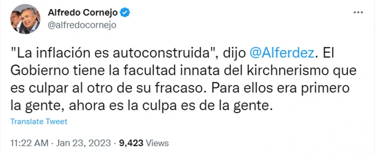 La oposición rechazó las declaraciones de Alberto Fernández sobre la inflación