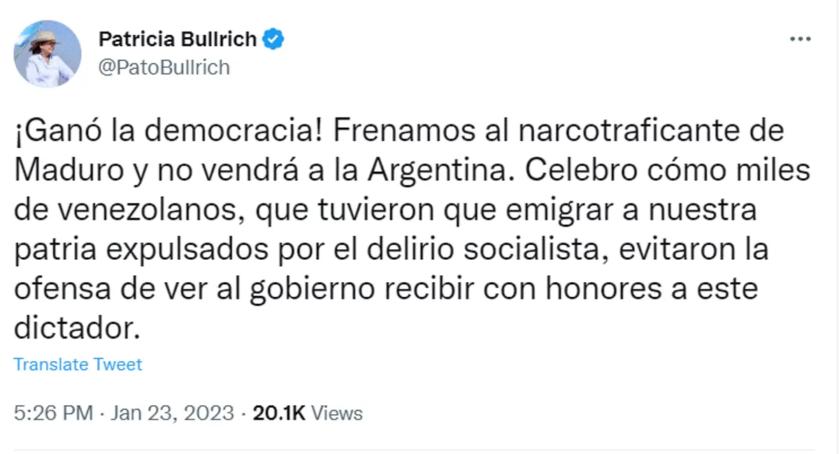 Foto tomada de Twitter @PatoBullrich.
