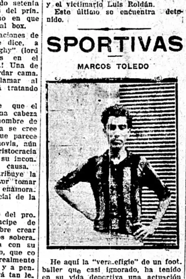 PARA LA HISTORIA. Marcos Toledo en una foto de época vistiendo la casaca de Sportivo Comercio, uno de los clubes en que jugó.