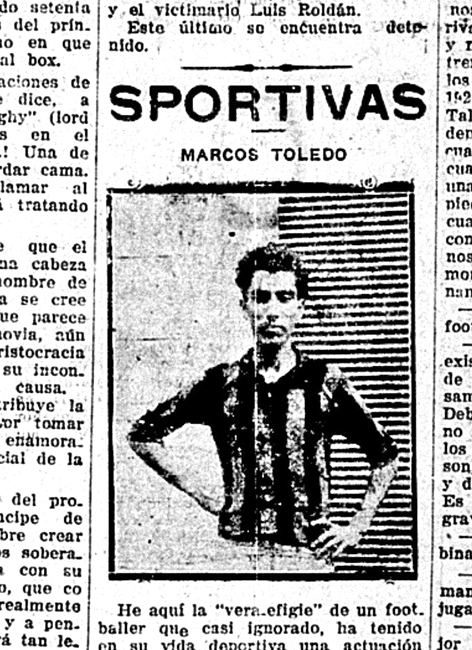 PARA LA HISTORIA. Marcos Toledo en una foto de época vistiendo la casaca de Sportivo Comercio, uno de los clubes en que jugó.