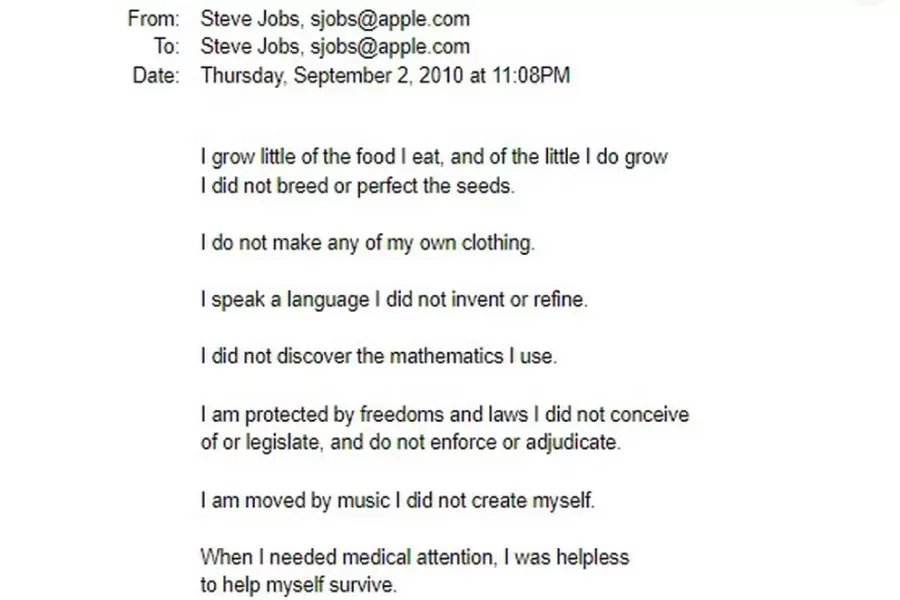Que decía el último correo que mandó Steve Jobs antes de morir