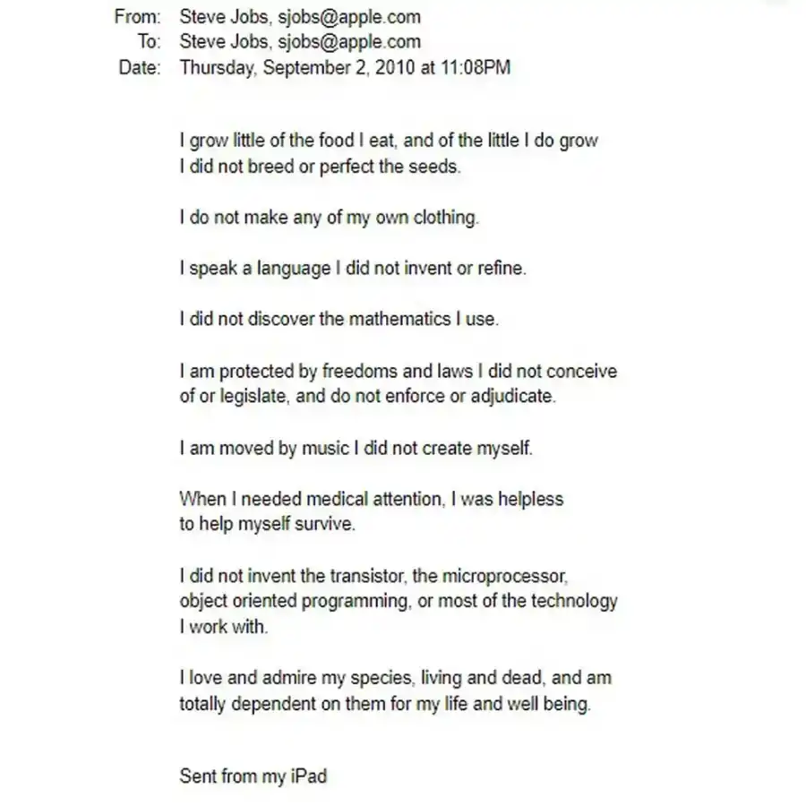 Que decía el último correo que mandó Steve Jobs antes de morir