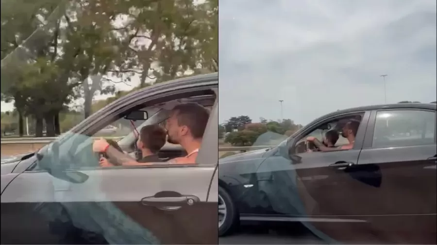 Así llevaba el hombre al pequeño nene en su BMW negro. (Foto: Captura de video).