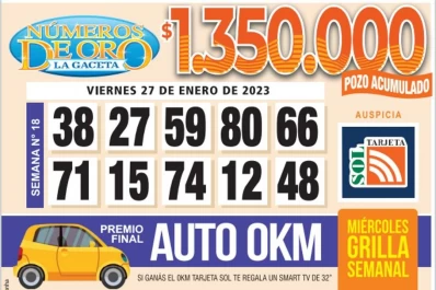 Los Números de Oro de LA GACETA del 27 de enero de 2023