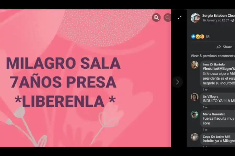 El último posteo del hijo de Milagro Sala, Sergio Chorolque.
