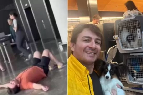 Encontraron a los perros del hombre que rompió en llanto en aeropuerto y su reacción fue viral