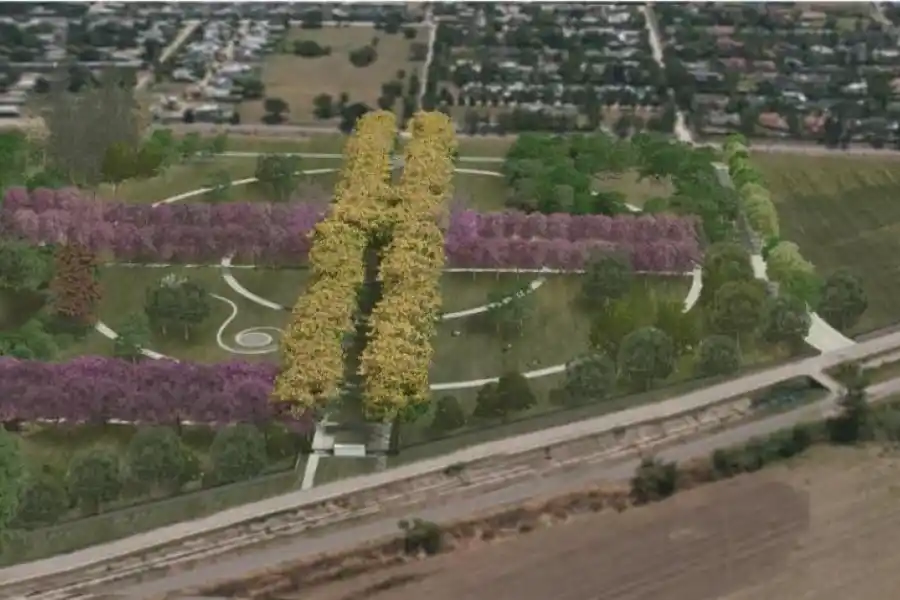 ASÍ SERÁ EN EL FUTURO. En el diseño se ve el parque Prebisch a la izquierda y las lagunas a la derecha, separados por la calle Concordia. 