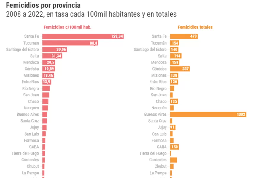 Tucumán está entre las provincias con más femicidios cada 100.000 habitantes, según el Observatorio Lucía Pérez