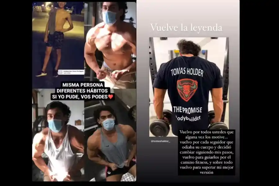 La impactante foto que compartió Tomas Holder antes de tomar anabólicos