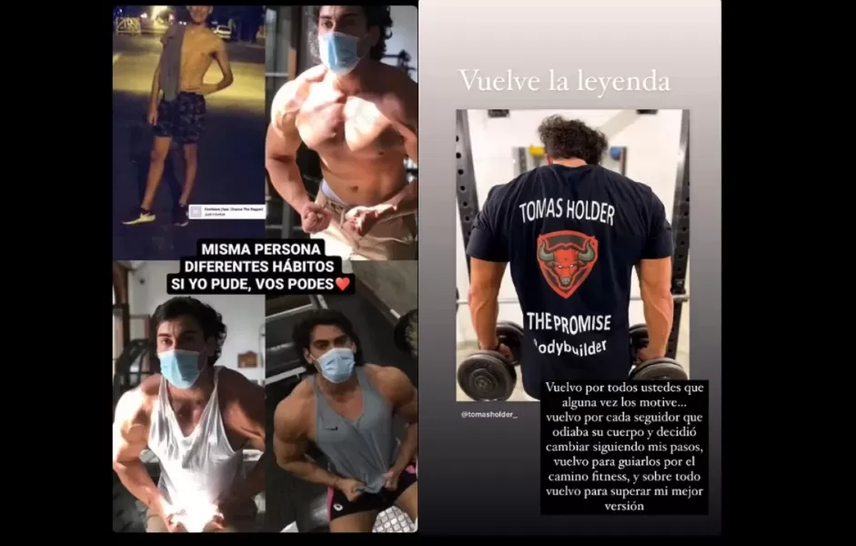 La impactante foto que compartió Tomas Holder antes de tomar anabólicos