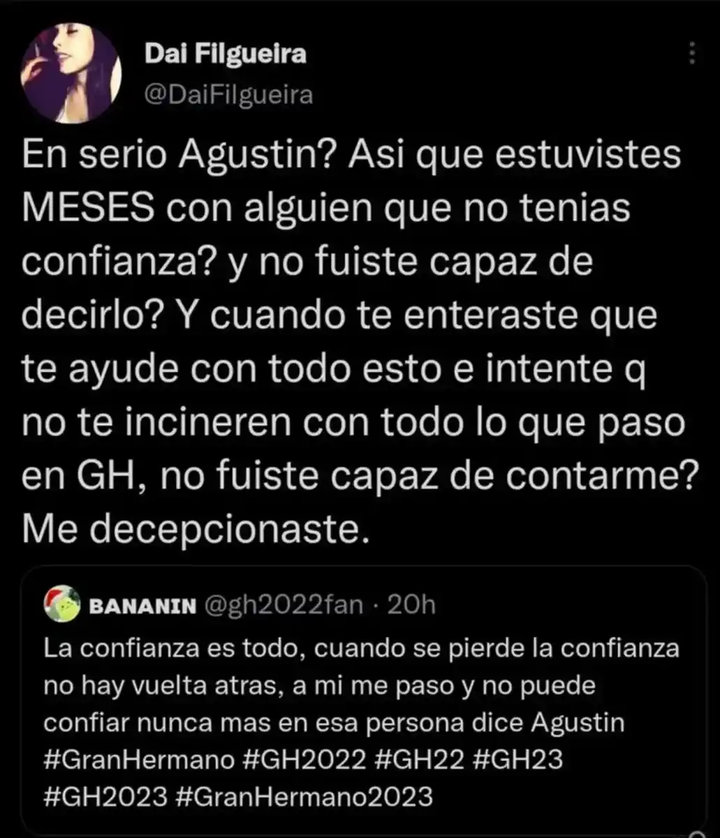 Gran Hermano: Agustín se enteró de que su ex lo fulminó en Twitter y quedó descolocado