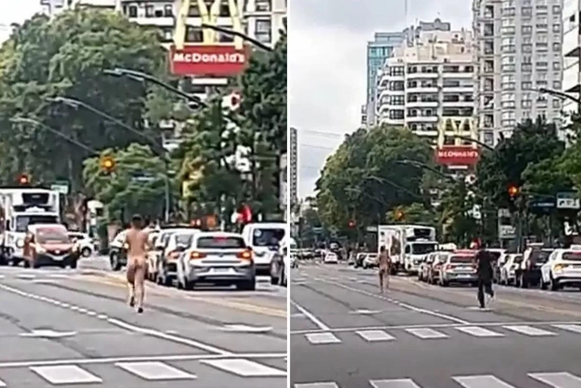 Un hombre corrió desnudo por la avenida Libertador