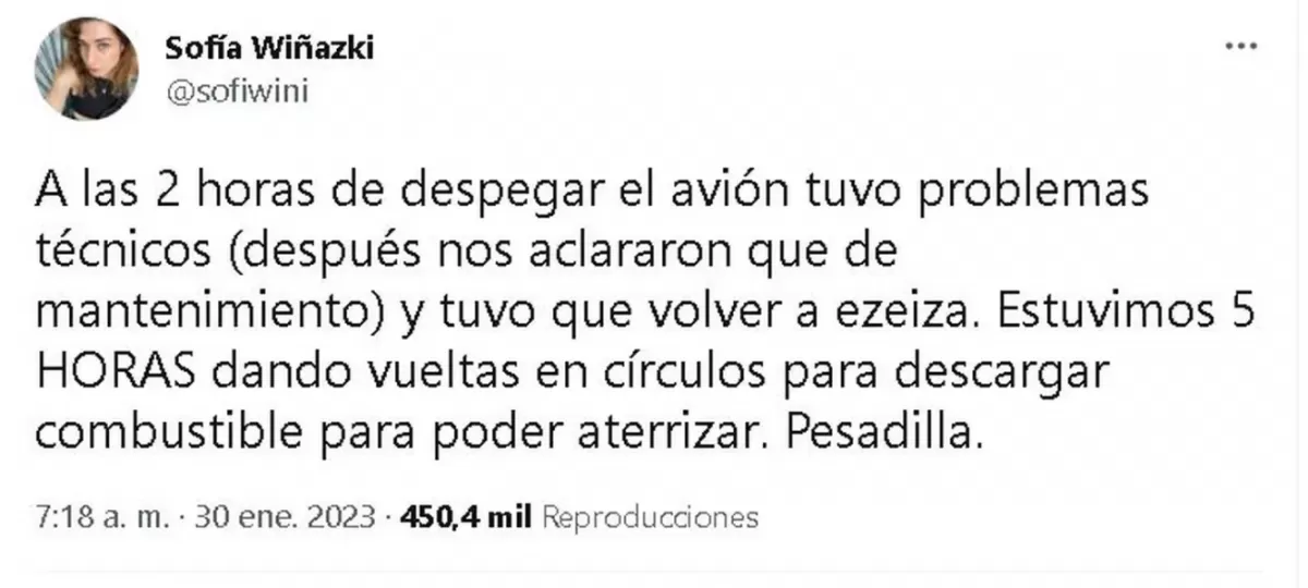 Susto en Buenos Aires: un avión voló en círculos durante cinco horas para descargar combustible y regresar a Ezeiza