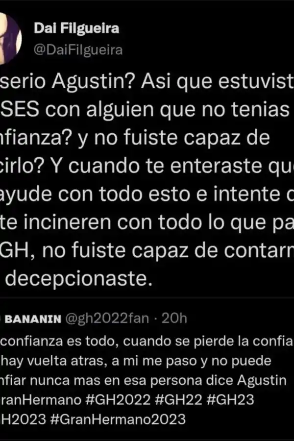 Gran Hermano: Agustín se enteró de que su ex lo fulminó en Twitter y quedó descolocado