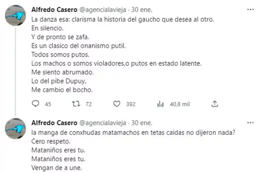 Alfredo Casero lanzó una polémica reflexión sobre el beso de los hermanos Posse en el festival de Cosquín
