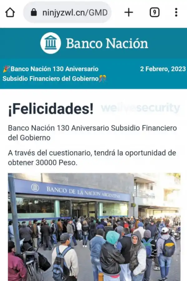 A estar atentos: circula a través de WhatsApp el anuncio de un falso subsidio otorgado por Banco Nación