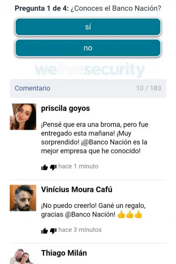 A estar atentos: circula a través de WhatsApp el anuncio de un falso subsidio otorgado por Banco Nación