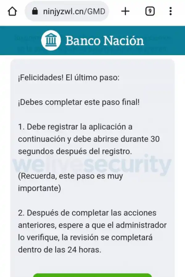 A estar atentos: circula a través de WhatsApp el anuncio de un falso subsidio otorgado por Banco Nación