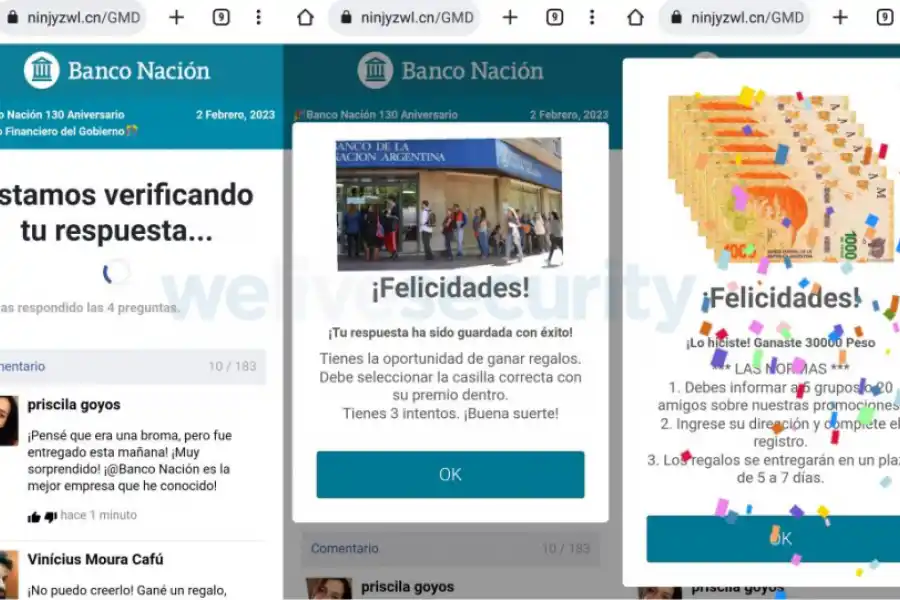 A estar atentos: circula a través de WhatsApp el anuncio de un falso subsidio otorgado por Banco Nación