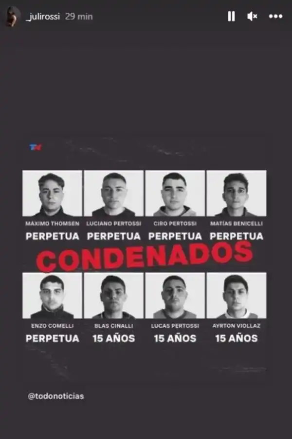 El posteo de Julieta Rossi en Instagram