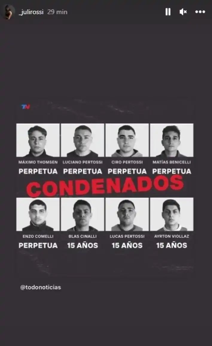 El posteo de Julieta Rossi en Instagram