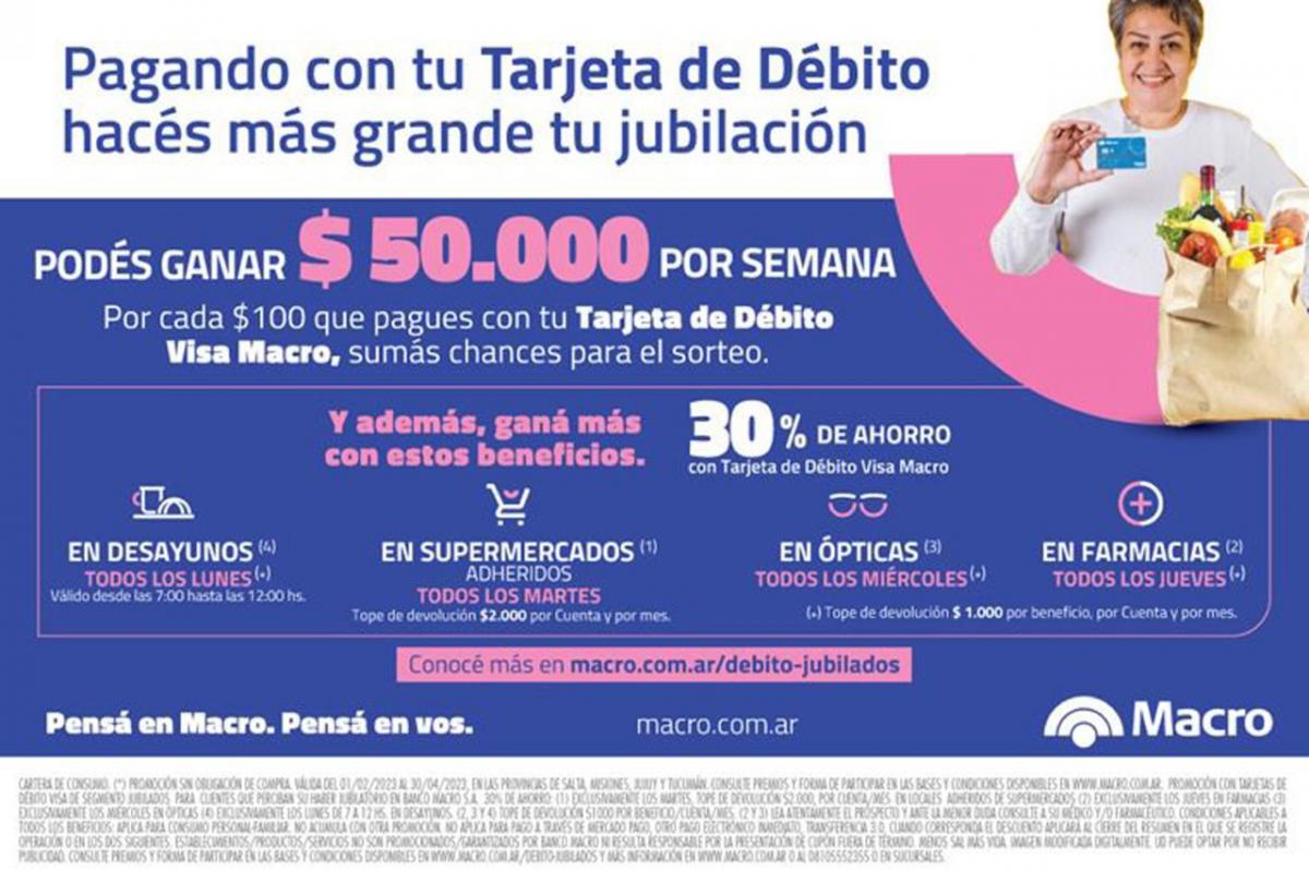 Banco Macro premia a los jubilados que utilicen la tarjeta de débito
