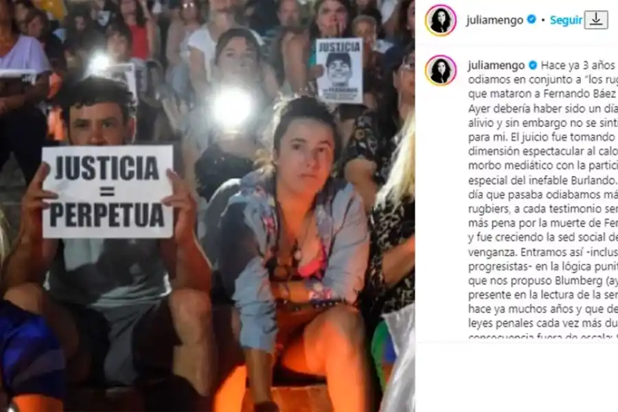 Julia Mengolini sobre la sentencia a los rugbiers: Las madres van a morir y sus hijos seguirán en la cárcel