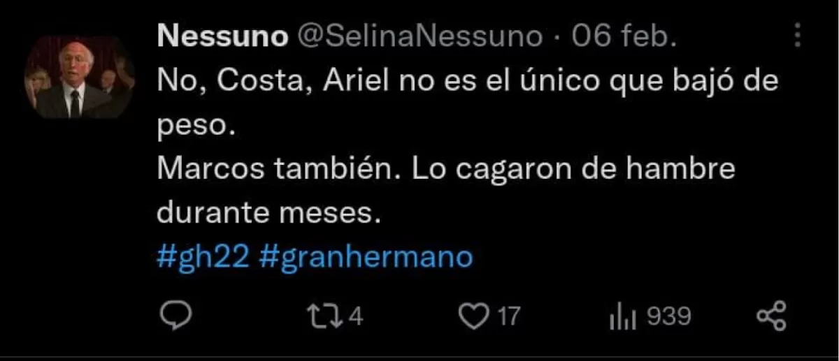 Perder peso en Gran Hermano: ¿Qué está pasando con Marcos?