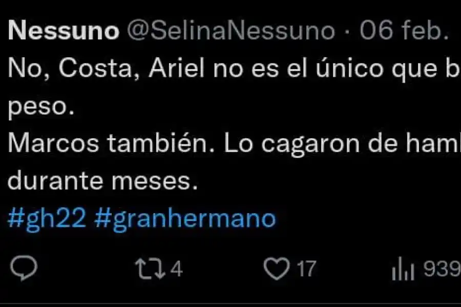 Perder peso en Gran Hermano: ¿Qué está pasando con Marcos?