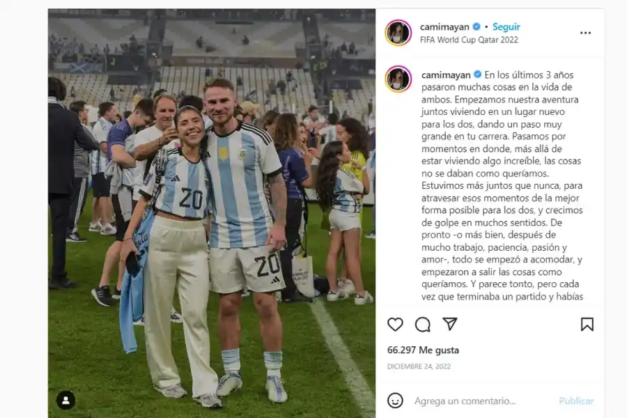 Los indicios que anticiparon la separación de Mac Allister y su novia