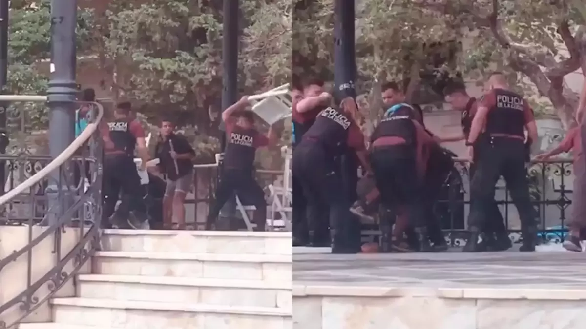 Video: agentes policiales detuvieron a sillazos a un hombre que los atacó con un palo de madera