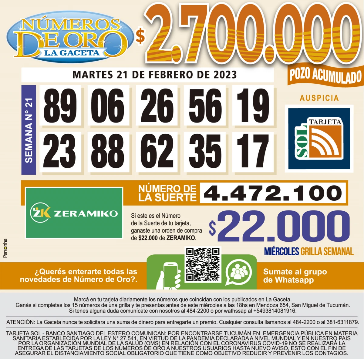 Los Números de Oro de LA GACETA