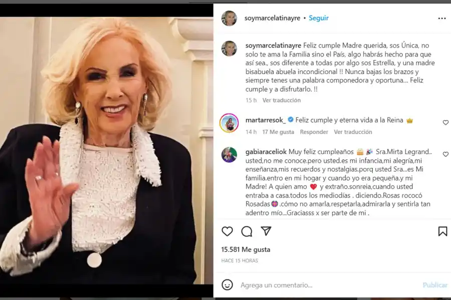 Foto tomada de Instagram / @soymarcelatinayre.